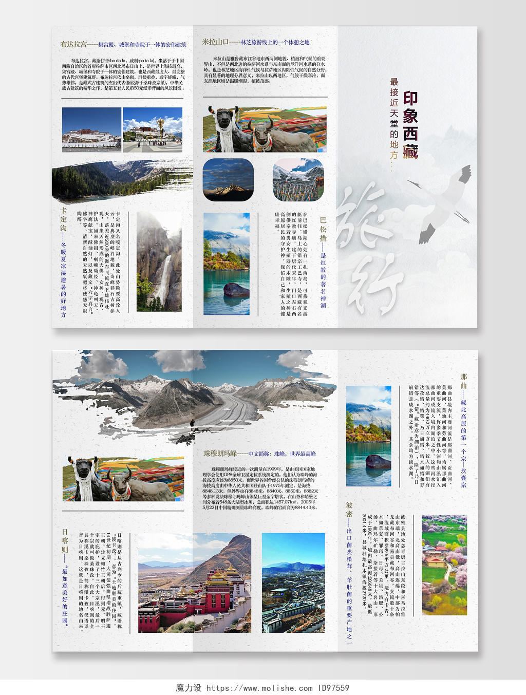 灰色简洁西藏旅游折页三折页